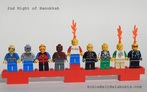 Lego minifig menorah, 2nd night