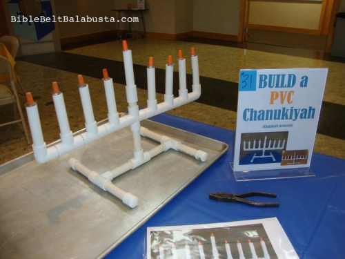 PVC menorah kit set-up