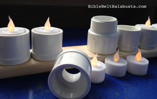 tealights fit snug on the ledge inside
