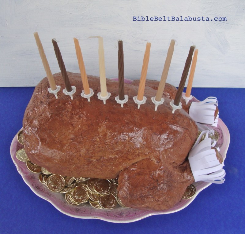 Menorah + Turkey = Menurkey (made out of papier mache)