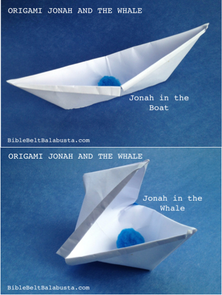 collage Jonah Whale origami