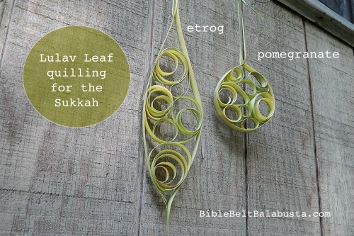 stylized etrog and pomegranate, a la lulav leaf quilling