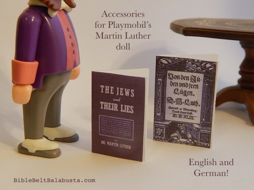 Martin Luther's treatise in English and German, Playmobil-sized!