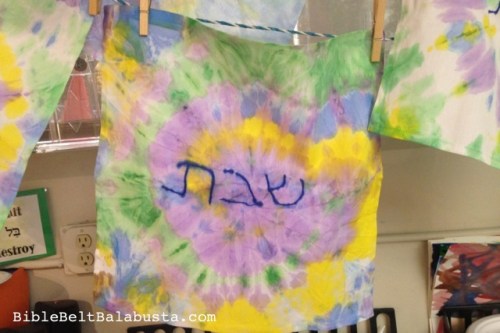 traced letters, cotton napkin, paint tie-dye
